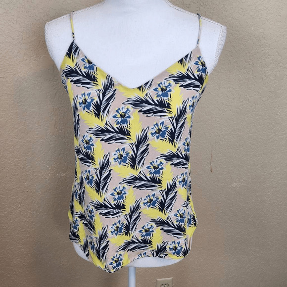 J. Crew Tops - J. CREW Yellow and Blue Floral Silk Top Size 2 (4459)